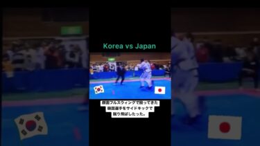 顔面フルスウィングで殴ってきた韓国選手をサイドキックで蹴り飛ばしたった　#shorts #taekwondo